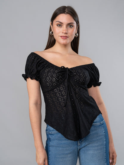 Blusa de Broderie Marsella Negra