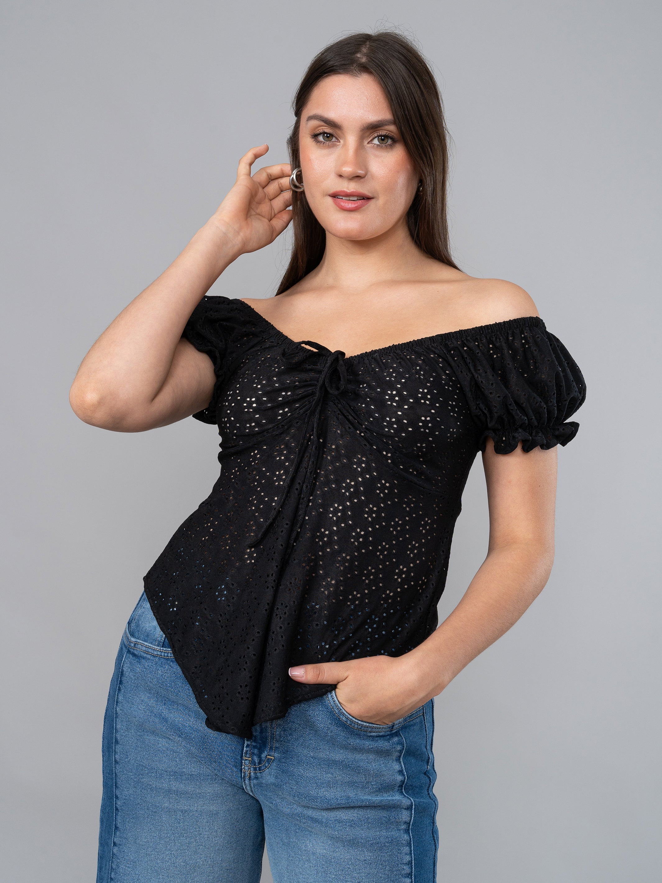 Blusa de Broderie Marsella Negra