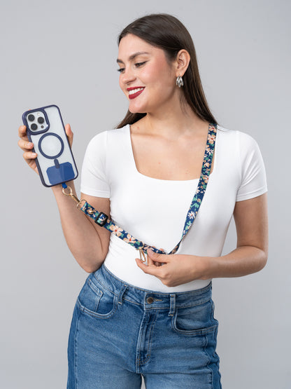 Colgador para celular estampado Azul