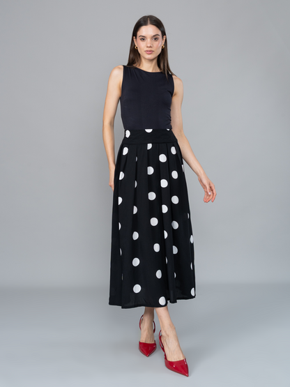 Falda Krista Polka Dots Negra en Chalis