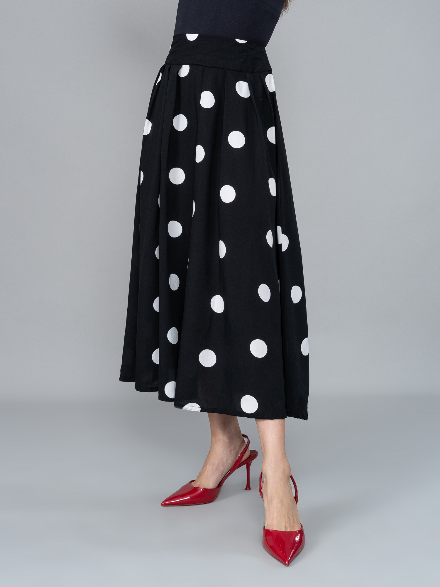 Falda Krista Polka Dots Negra en Chalis