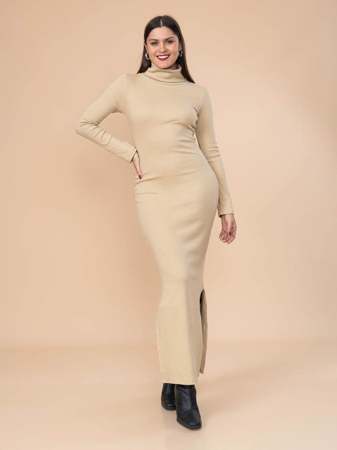 VESTIDO DANNA CUELLO ALTO BEIGE L/XL OUTLET 4742