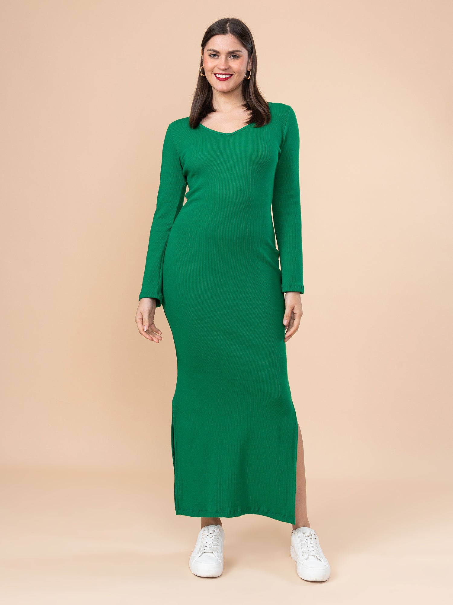 Vestido Danna Cuello V Verde