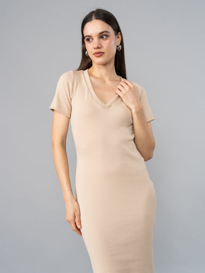 Vestido de Rib Cielo Beige