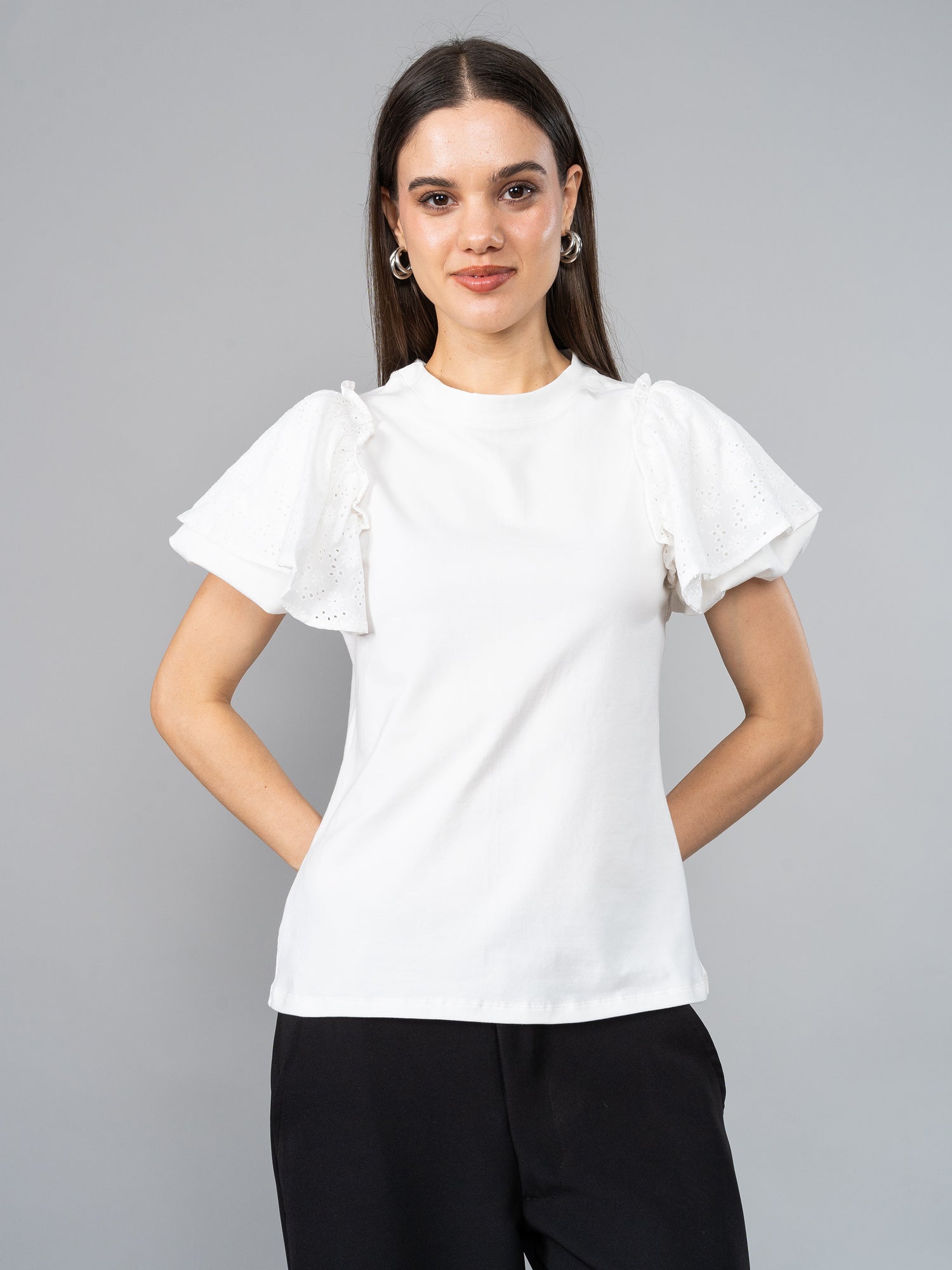 Polo Mangas de Broderie Blanco