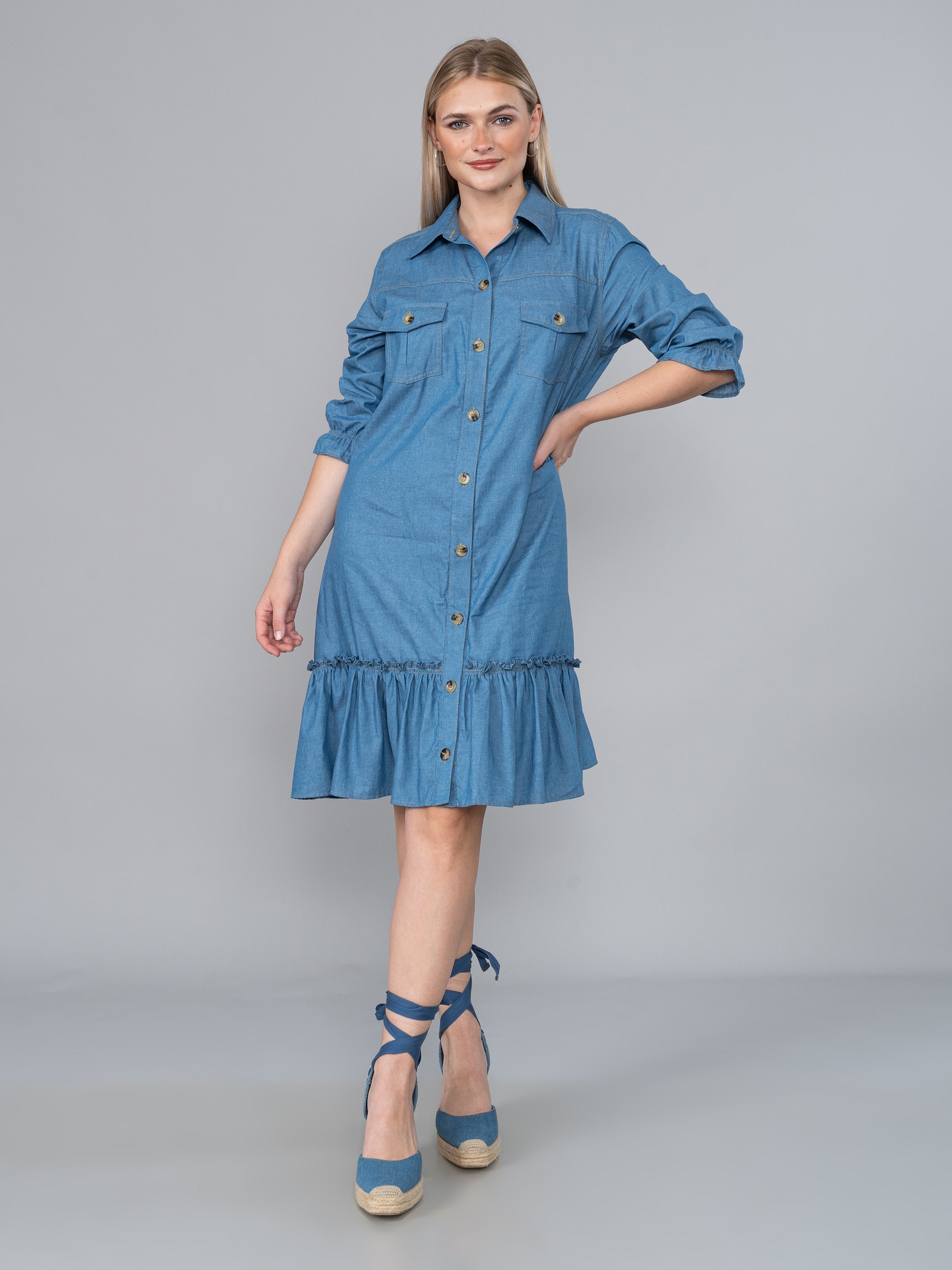 Vestido De Chambray Xime Celeste