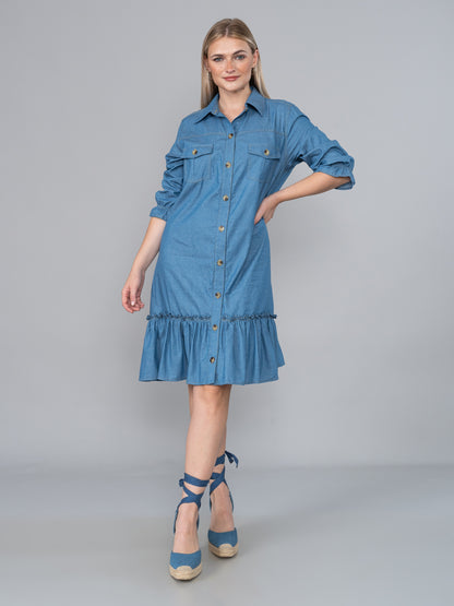 Vestido De Chambray Xime Celeste