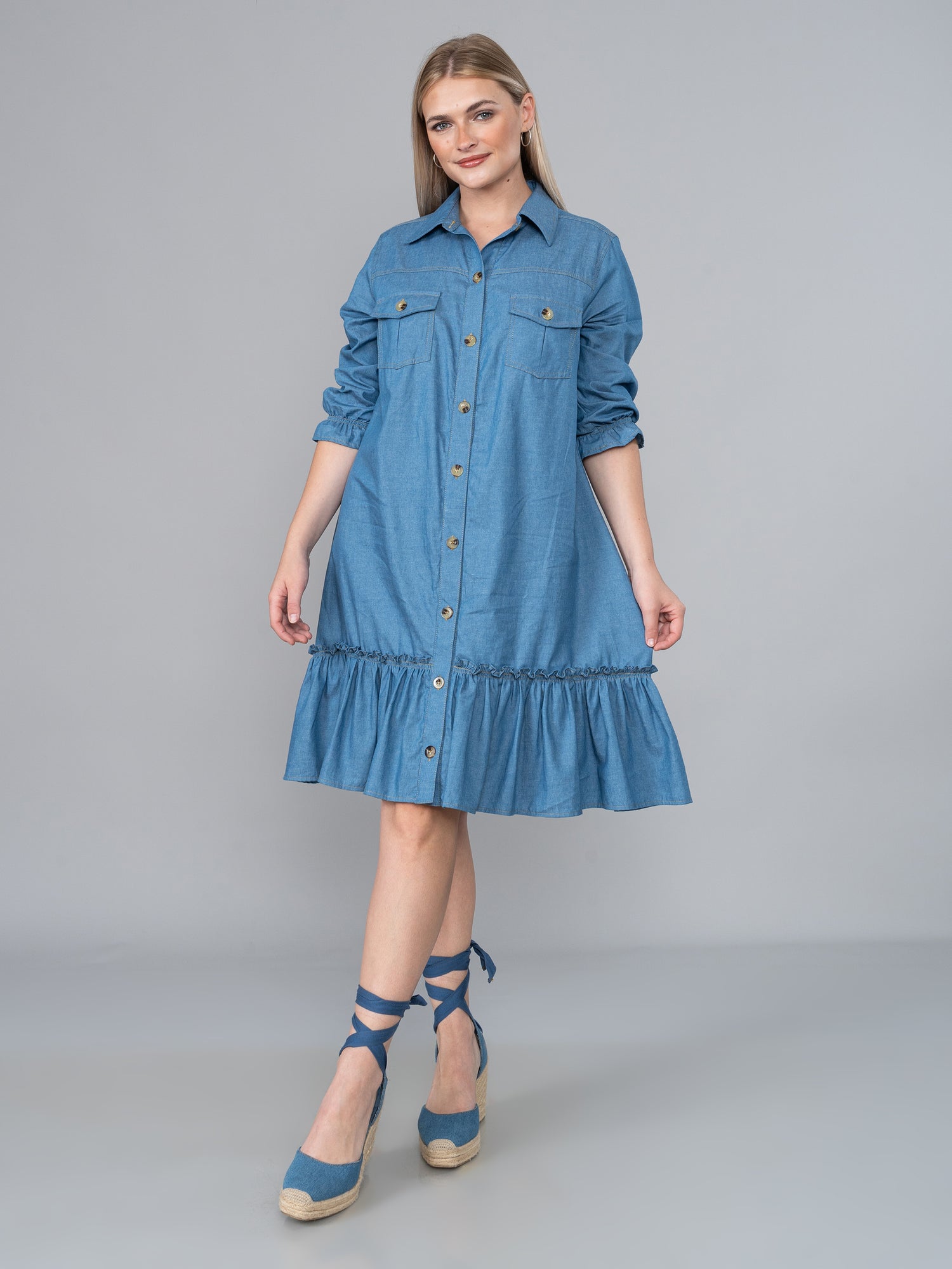 Vestido De Chambray Xime Celeste