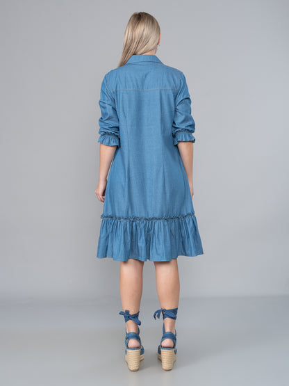 Vestido De Chambray Xime Celeste