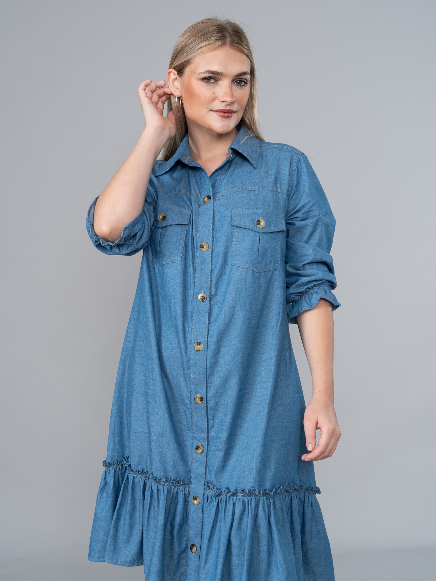 Vestido De Chambray Xime Celeste