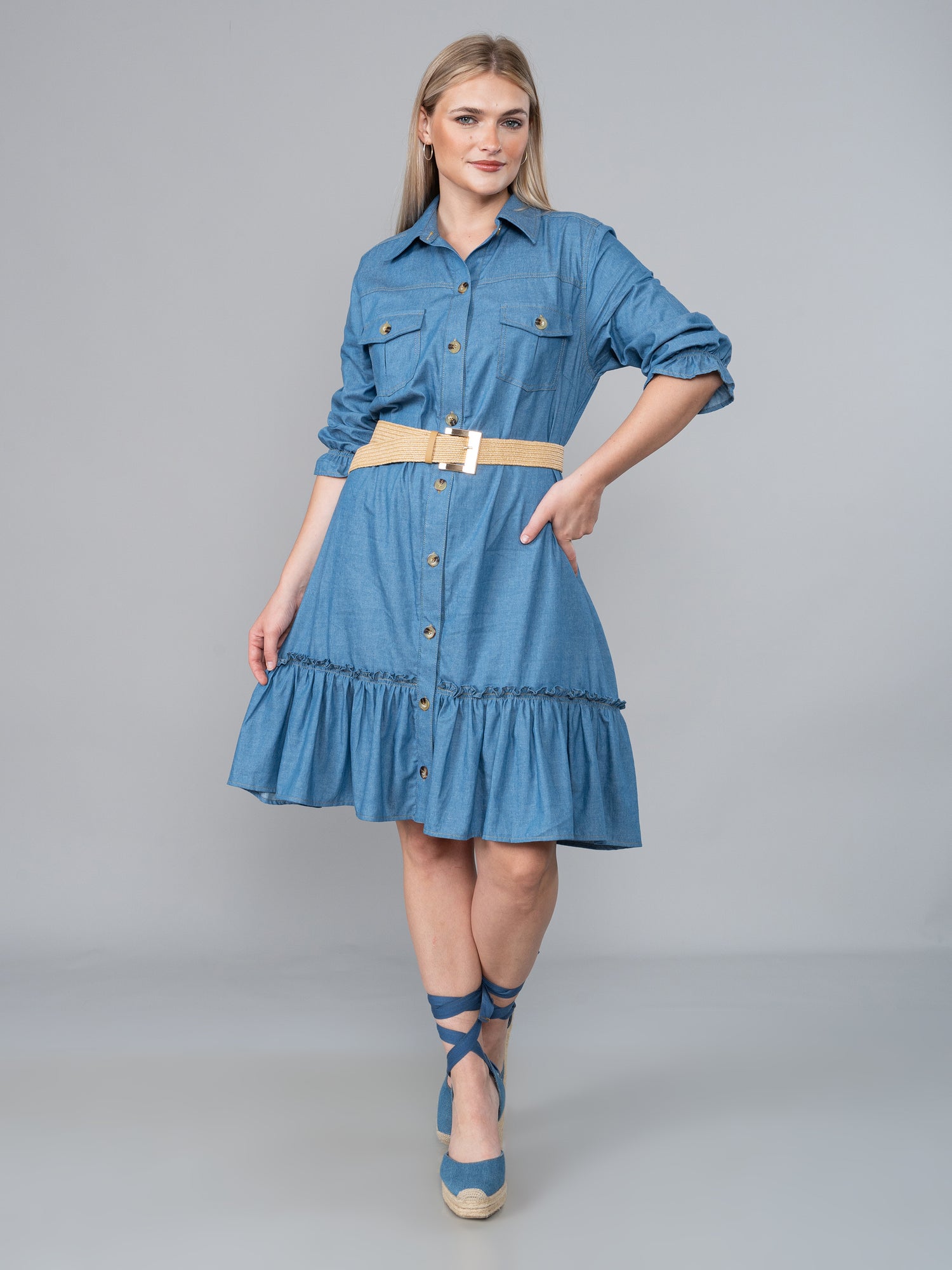 Vestido De Chambray Xime Celeste