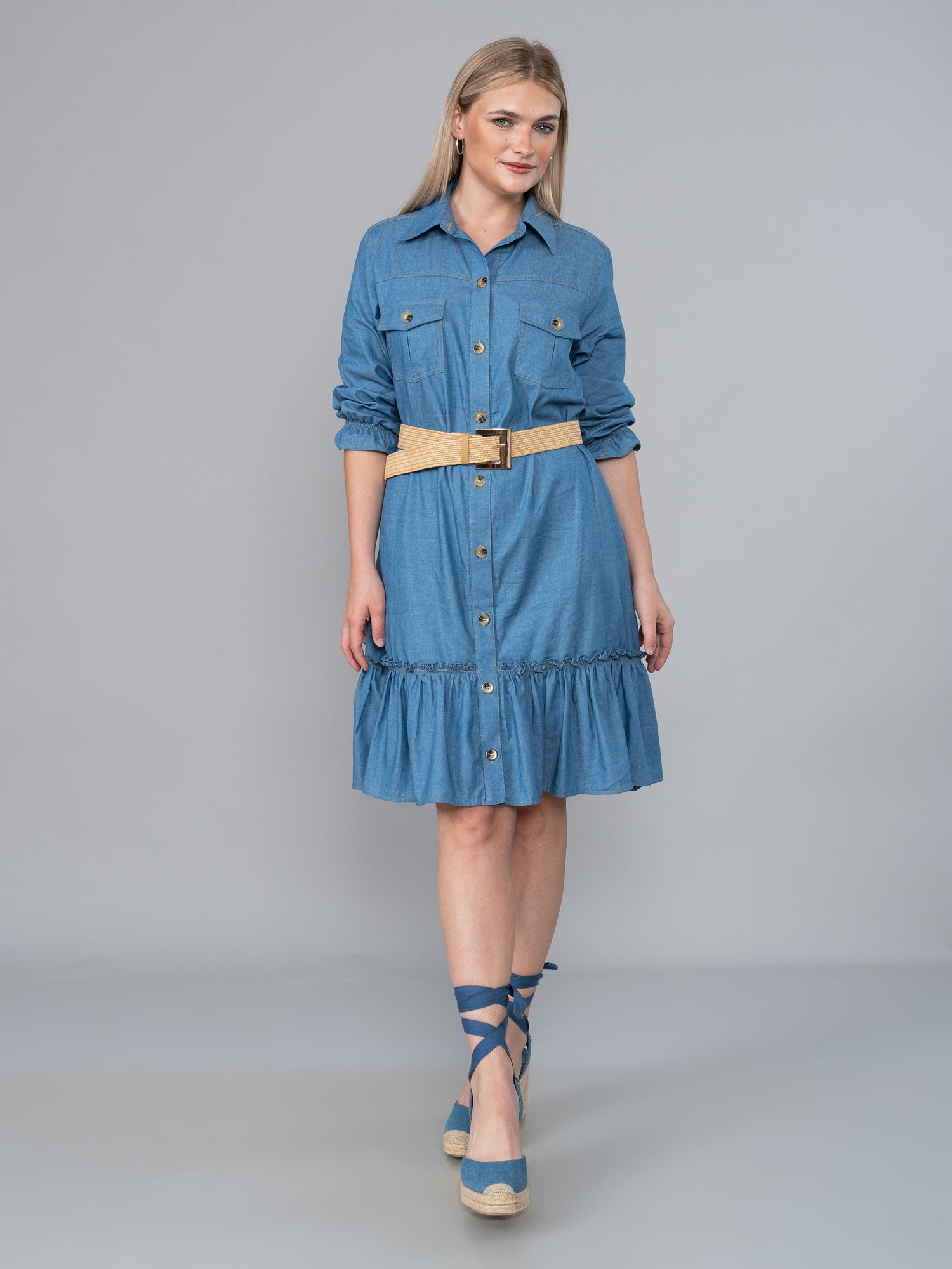 Vestido De Chambray Xime Celeste