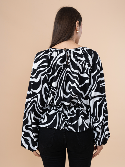 Blusa Pele Blanco/Negro