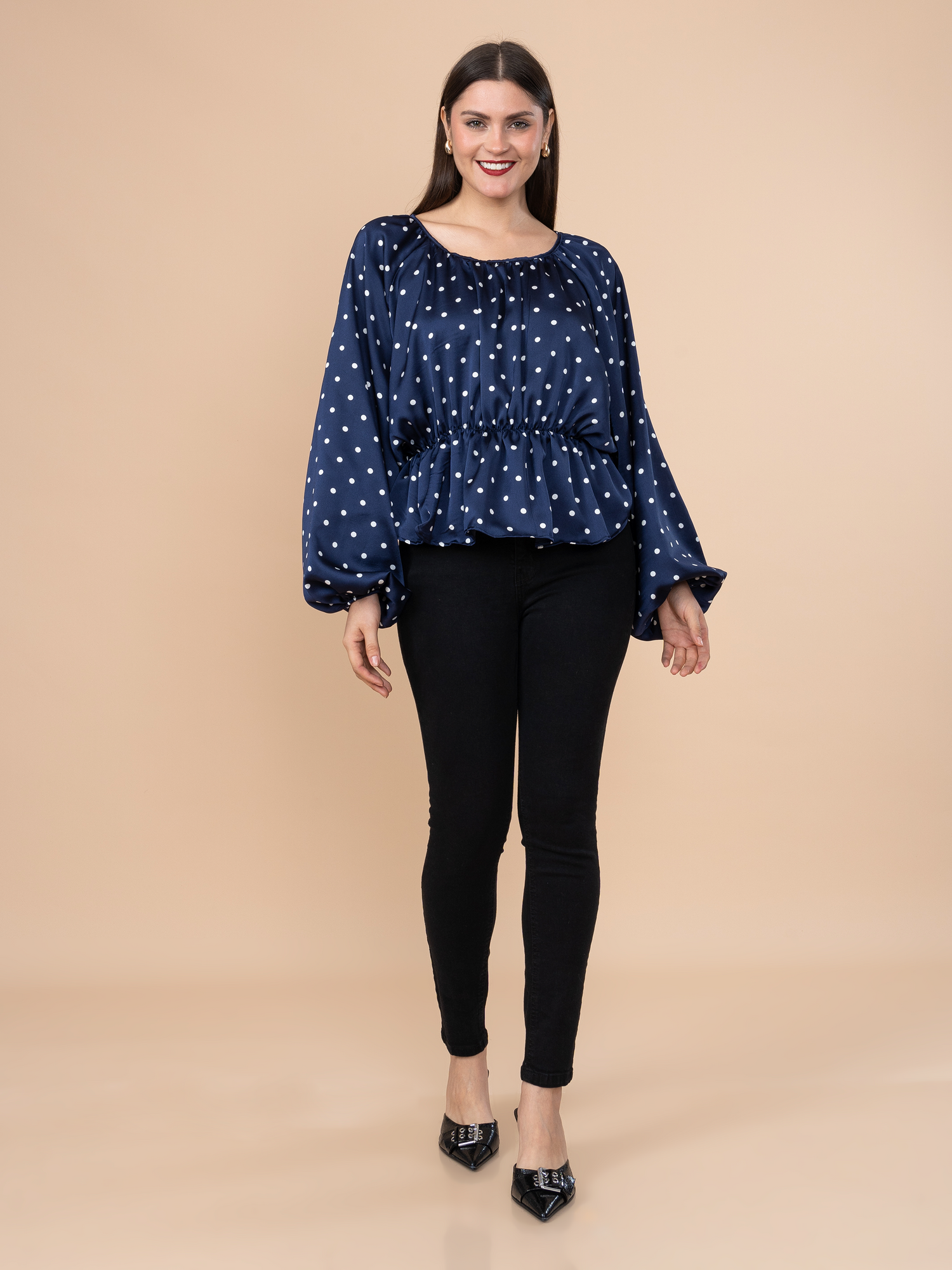 Blusa Pele Puntos Azul