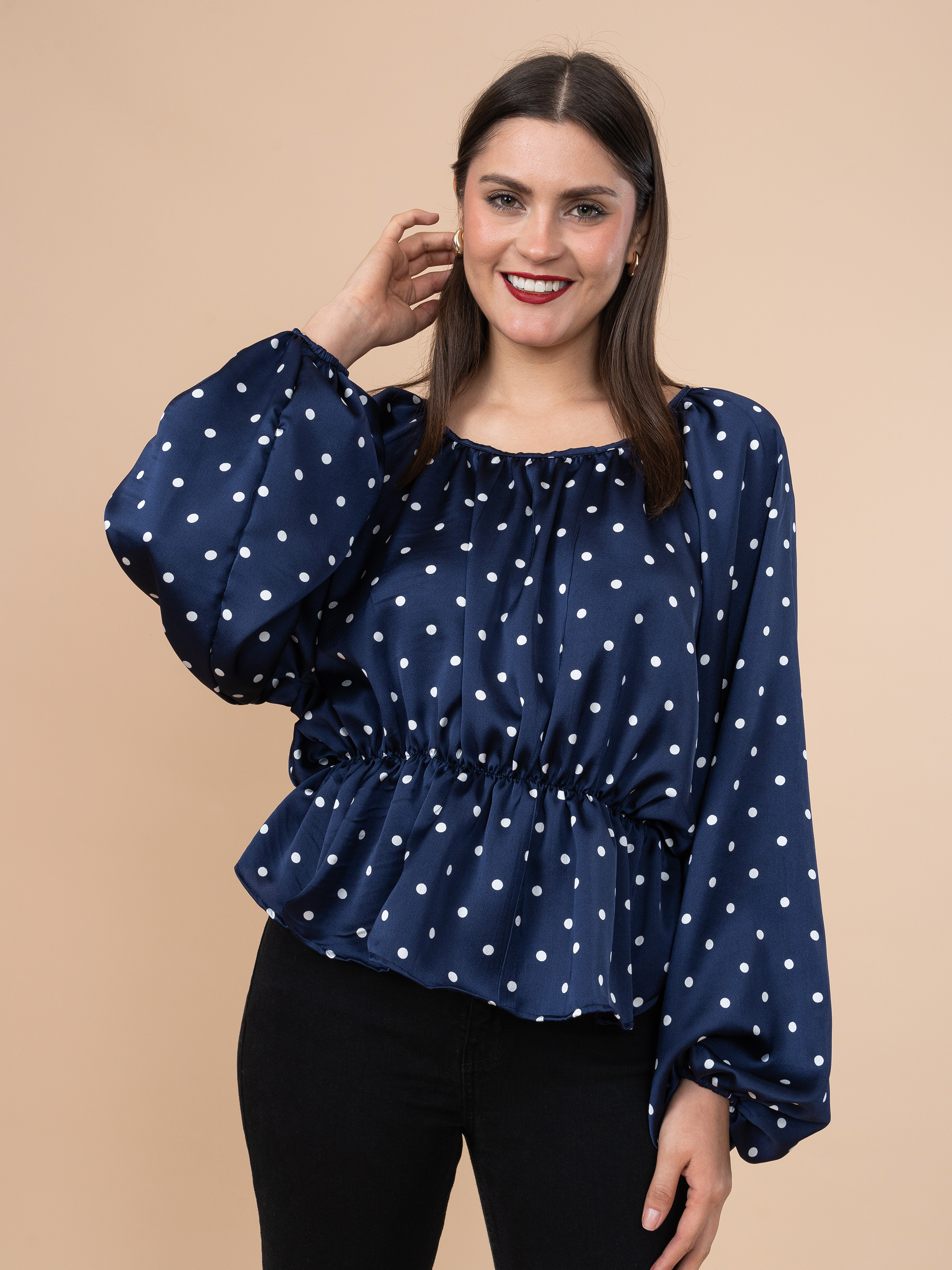 Blusa Pele Puntos Azul