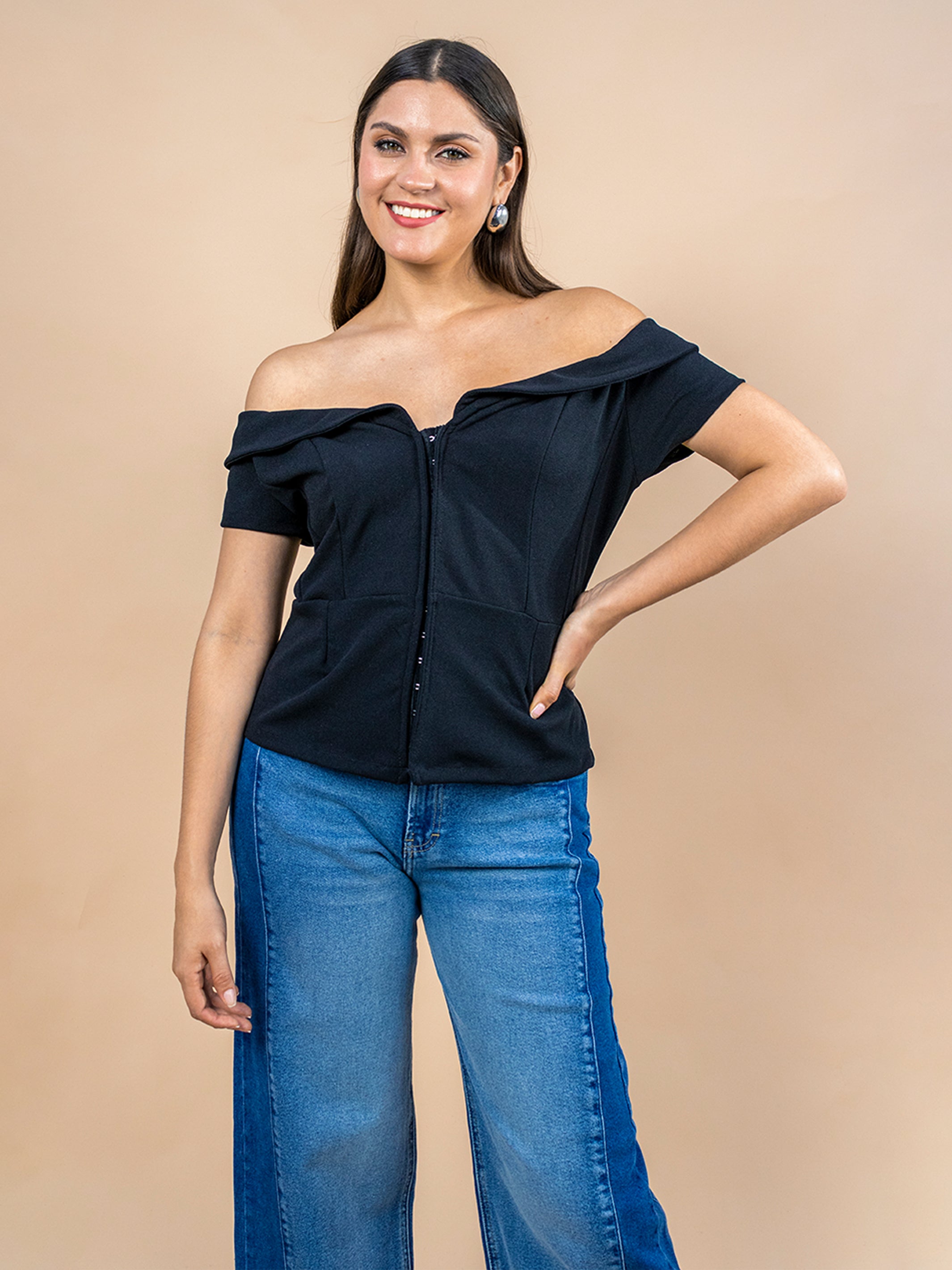 Blusa Corset Liliana Negra