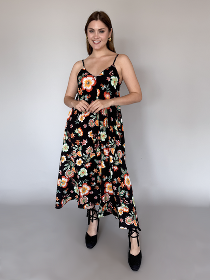 Vestido Maria Fe estampado Negro