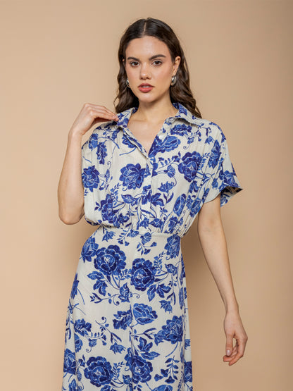 Vestido Mireya Estampado Azul