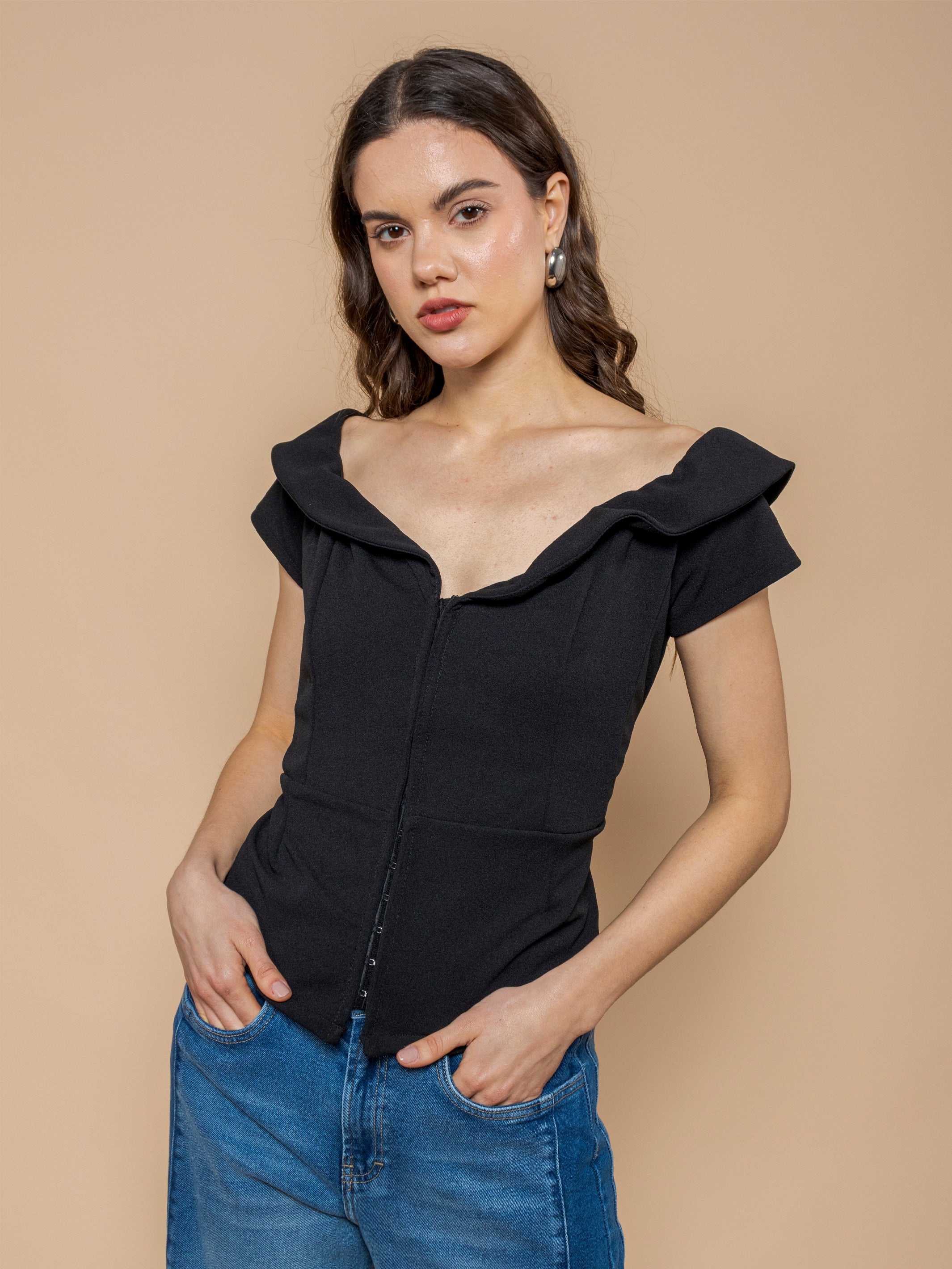 Blusa Corset Liliana Negra