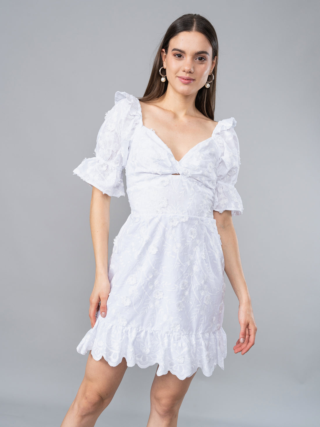 Vestido de Broderie Rosa Blanco